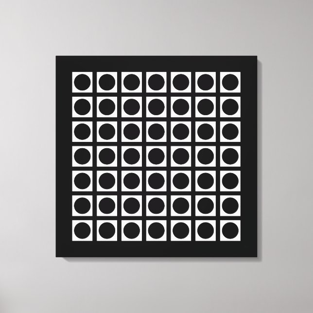 Black Elegant Grid Dots Canvas Print (Front)
