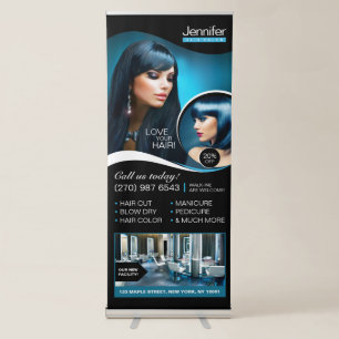 Black Elegant Hair Salon, Beauty Salon Retractable Banner