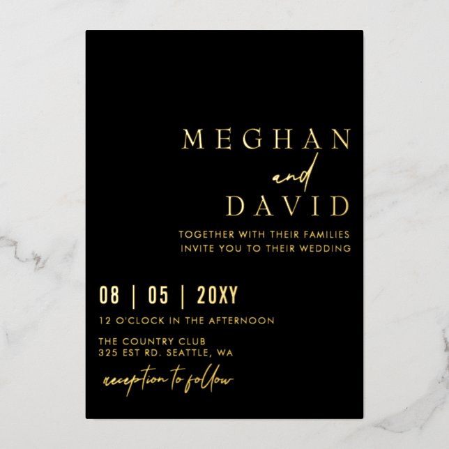 Black Elegant Handwritten Simple Wedding  (Front)