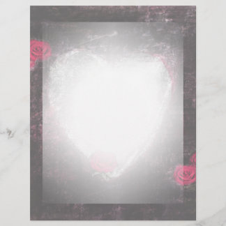 Black Elegant Heart & Roses Letterhead