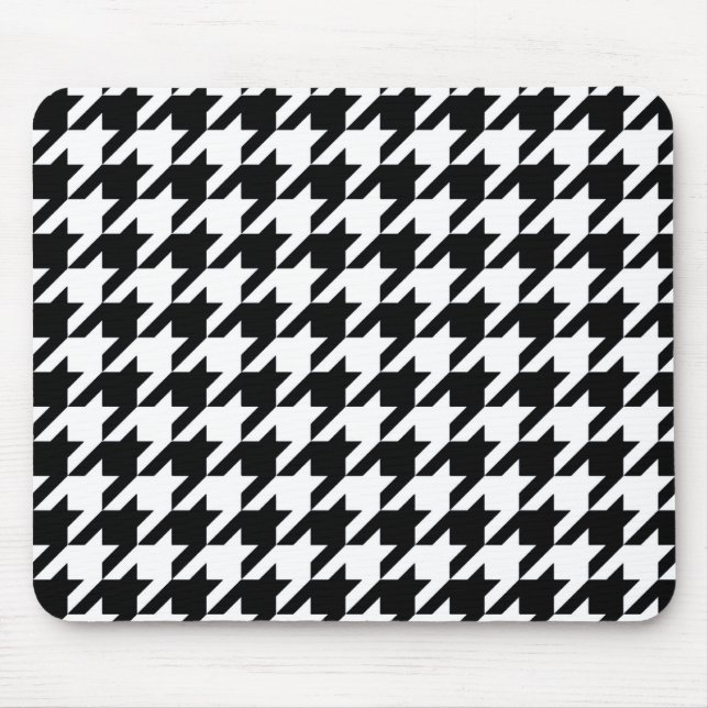 Black Elegant Houndstooth Mouse Mat (Front)
