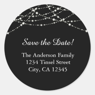 Black Elegant Light Glitter Sticker Address Labels