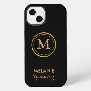 Black Elegant Luxury Classic Monogram  iPhone 13 Case