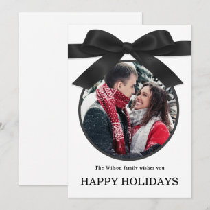 Black Elegant Merry Christmas Greeting Photo  Invitation