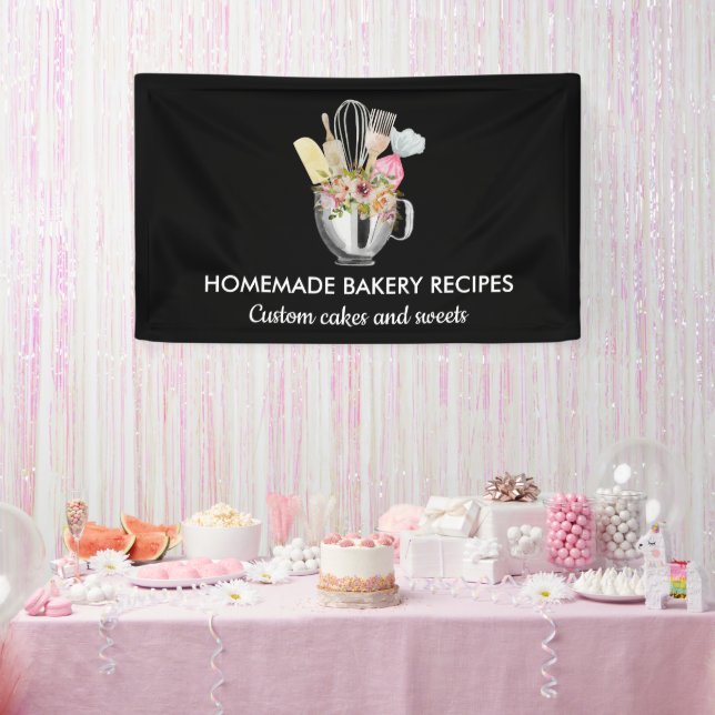 Black Elegant Minimal Bakery pastry Banner (Party)