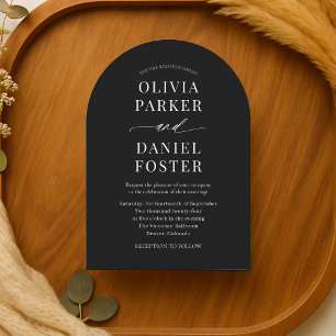 Black Elegant Minimal Modern Wedding Invitation
