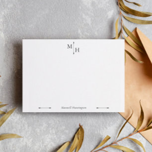 Black Elegant Minimalist Arrow Point Monogram Card