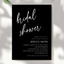 Black Elegant Minimalist Bridal Shower