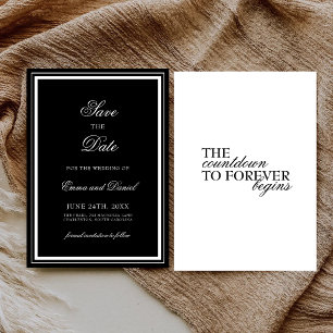 Black Elegant Minimalist Typography Wedding Save The Date