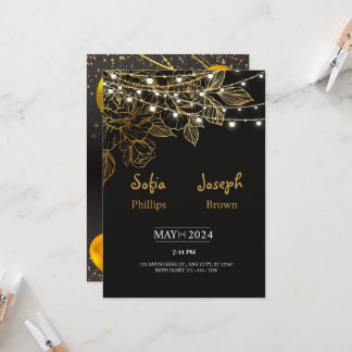  Black Elegant Minimalist Wedding Invitation