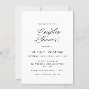 Black Elegant Modern Couples Shower Calligraphy Invitation