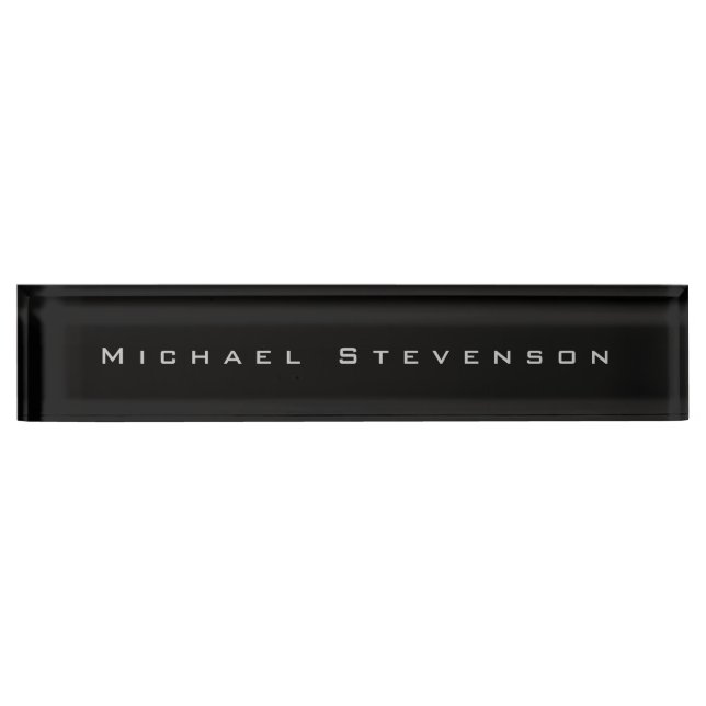 Black Elegant Modern Desk Nameplate (Front)