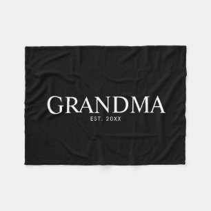 Black Elegant Modern Grandma Fleece Blanket