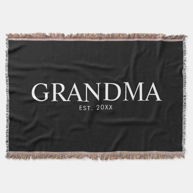 Black Elegant Modern Grandma Throw Blanket (Front)
