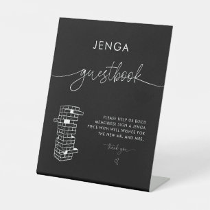 Black Elegant Modern Jenga Guest Book Wedding Sign