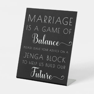 Black Elegant Modern Jenga Guest Book Wedding Sign