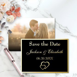 Black Elegant Modern Photo Wedding Save the Date