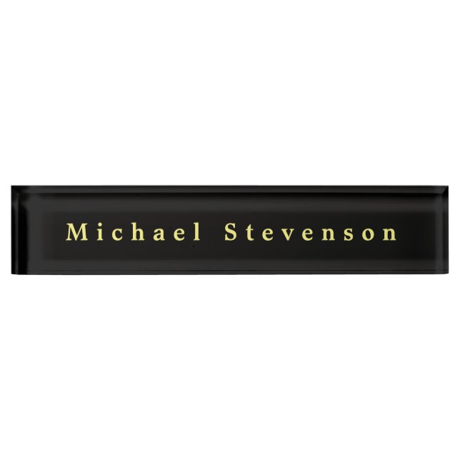 Black Elegant Modern Professional Desk Nameplate (Front)