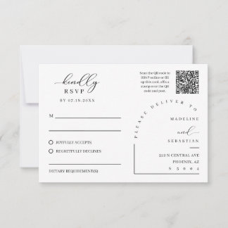 Black Elegant Modern RSVP Wedding Insert Postcard