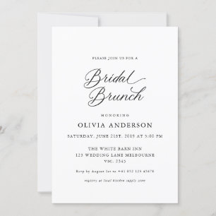 Black Elegant Modern Script Bridal Brunch Invitation