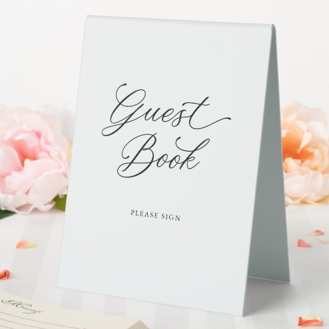 Black Elegant Modern Script Calligraphy Guest Book (In SItu (Wedding))