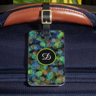 black elegant modern simple colourful polka luggage tag