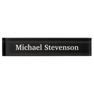 Black Elegant Modern Stylish Nameplate