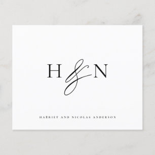 Black Elegant Monogram Wedding Thank You Card