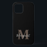 Black Elegant Monogrammed Hand Lettered Name iPhone 12 Case<br><div class="desc">Black Elegant Monogrammed Hand Lettered Name iPhone Case</div>