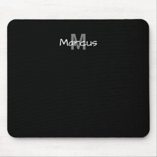 Black Elegant Monogrammed  Mouse Mat