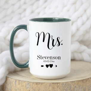 Black Elegant Mr. Mrs. Husband Wife Wedding Couple Mug