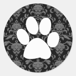 Black Elegant Paw Print Sticker