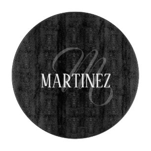 Black Elegant Personalised Last Name   Name Cutting Board