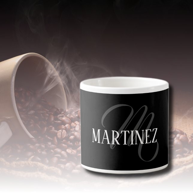 Black Elegant Personalised Last Name | Name Espresso Cup (Creator Uploaded)