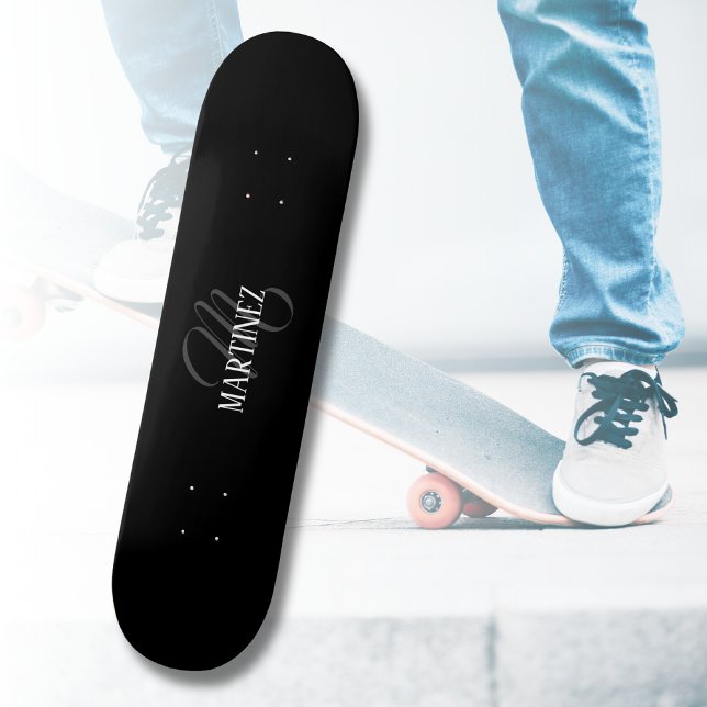 Black Elegant Personalised Last Name | Name Skateboard (Creator Uploaded)