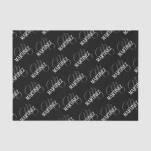 Black Elegant Personalised Last Name Name Tissue Paper