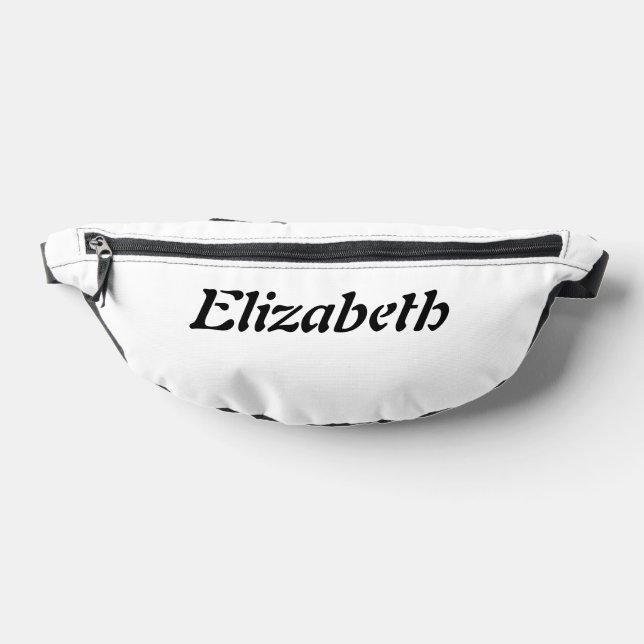 Black Elegant Personalised Name | White Stylish Bum Bags (Lay Down)