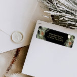 Black Elegant Pine Greenery | Gold Christmas<br><div class="desc">These stunning holiday return address labels feature a Christmas wreath border with elegant botanical greenery foliage,  and pine cones with festive white flowers and gold coloured text on a dark black background.</div>