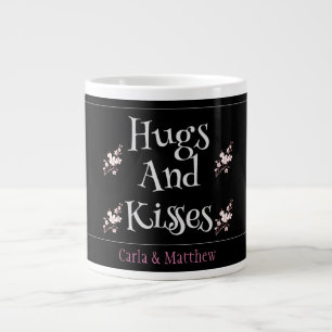 black elegant pink valentine, Sweet for couple Large Coffee Mug
