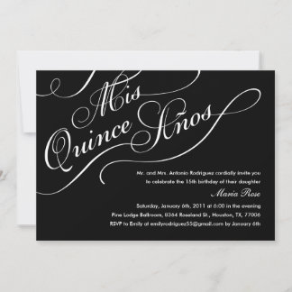 Black Elegant Quinceanera Invitations