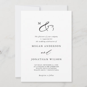 Black Elegant Script Ampersand Typography Formal Invitation