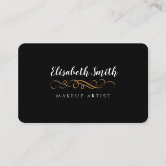 Black, Elegant Script Double Sided Business Card