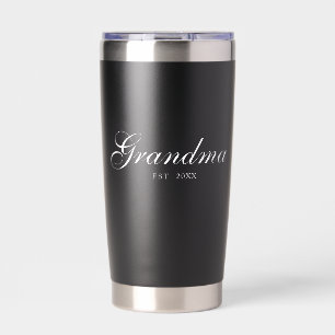 Black Elegant Script Established Grandma Insulated Tumbler