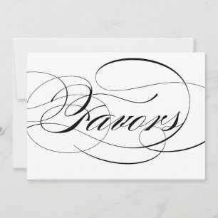 Black Elegant Script Favours Wedding Sign Invitation