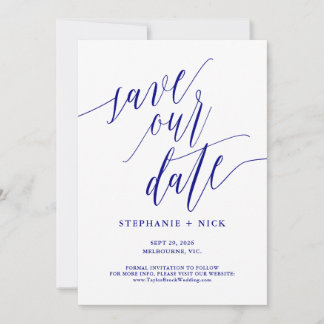Black Elegant Script Invitation Navy Blue