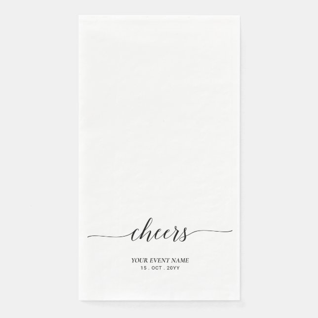 Black Elegant Script Lettering Cheers Event Napkin (Front)