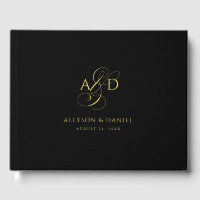 Black Elegant Script Monogram Classic Wedding