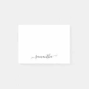 Black Elegant Script Signature Name Post-it Notes
