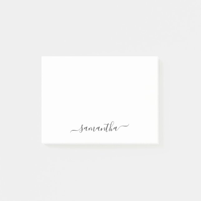 Black Elegant Script Signature Name Post-it Notes (Front)