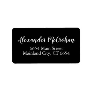 Black Elegant Script Typography Address Label